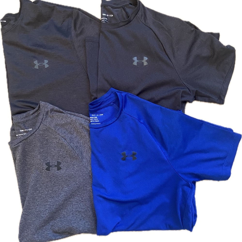 Under Armour Men's Short Sleeve Tees Bundle- Black, Gray, Blue Size Small
